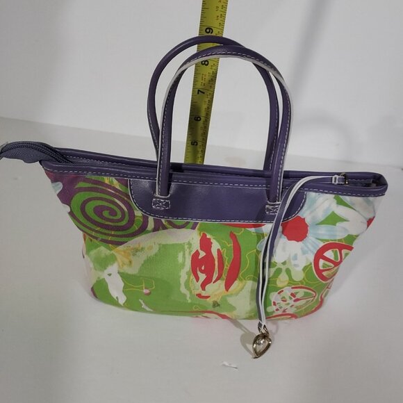 Purse Small Tracie Godi Goove Boho Floral Bag Lime Green Purple Vintage 1990 - Picture 7 of 15